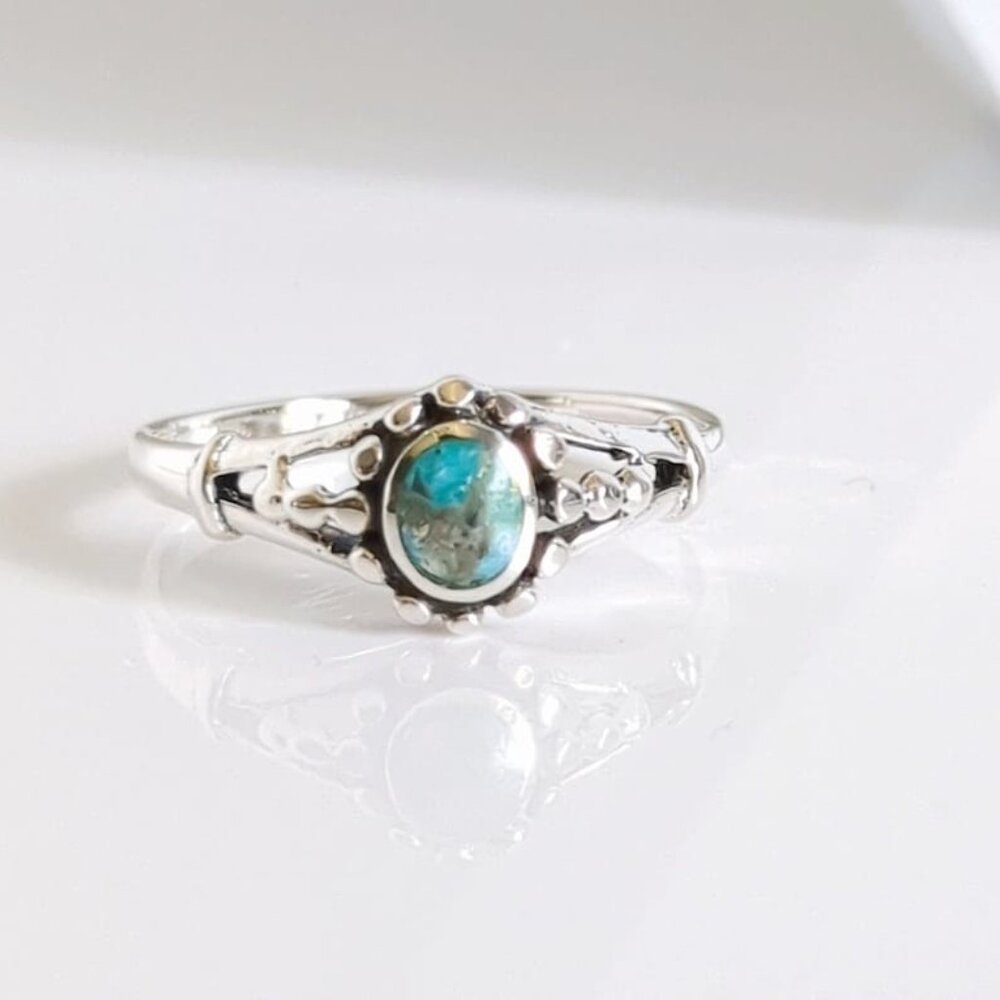 Dainty Turquoise Ring, Sterling Silver Ring, Women's Turquoise Ring, Minimalist